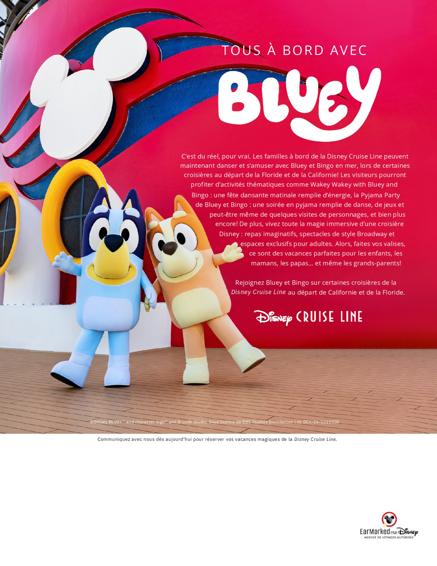 Disney Cruise Line Tous à bord avec Bluey Créateurs de Magie Voyages Synergia