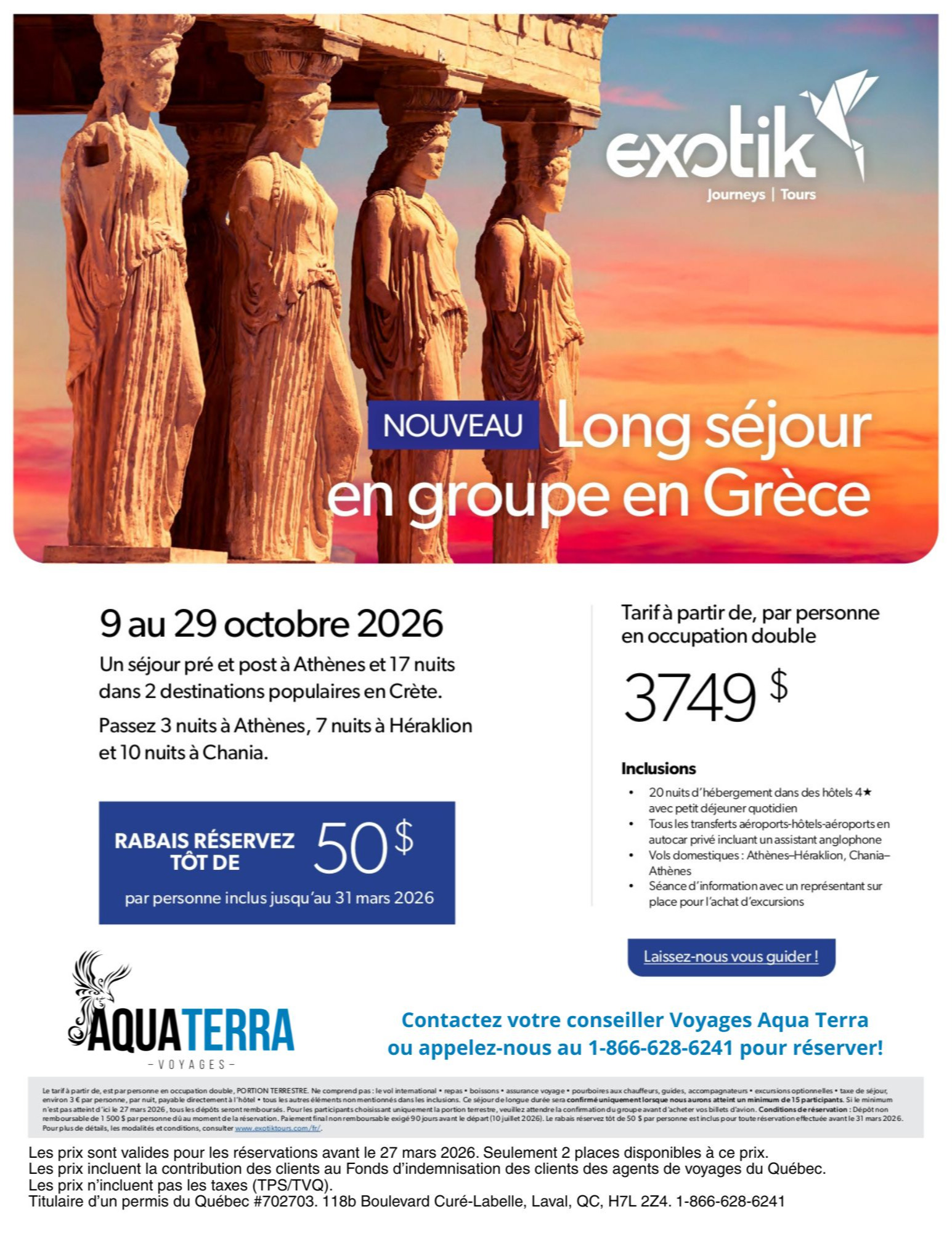 Exotik Tours Promotion: Extended group stay in Greece (Athens, Heraklion, Chania) with Partez en Voyage