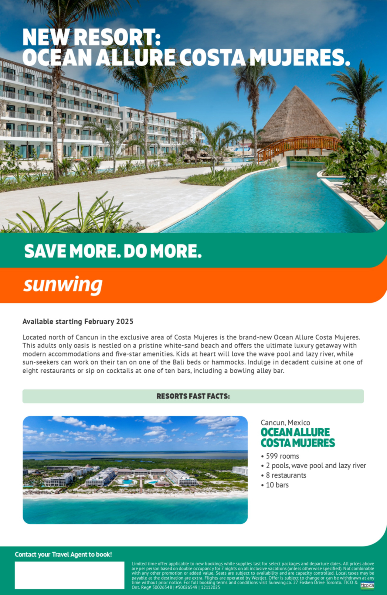 Sunwing Vacations Promotion New Resort Ocean Allure Costa Mujeres with Partez en Voyage